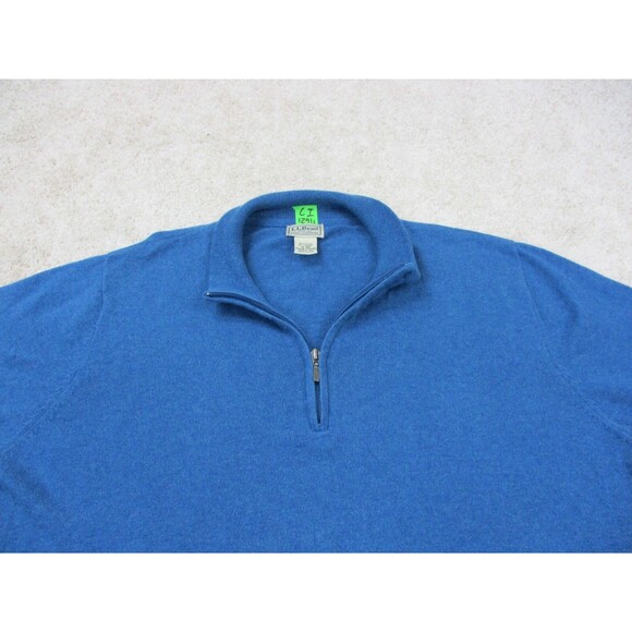 LL Bean Sweater Mens Extra Large XL Blue Pullover 1/4 Zip Sweatshirt Casual - Picture 3 of 11